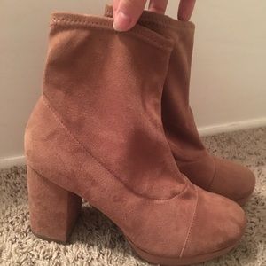 Tan suede booties